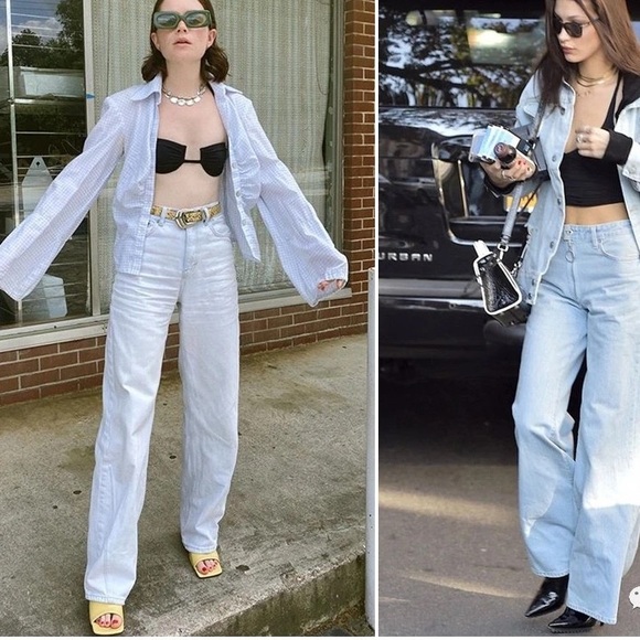 🎀SOLD🎀Light Blue Wide Leg High Rise Jeans 24 - Picture 6 of 6